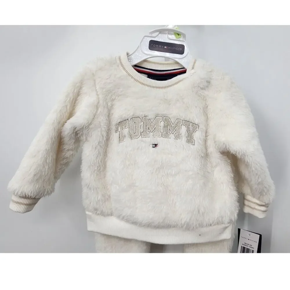 New NWT Baby Tommy Hilfiger 3-6 Month White Fluffy‎ Set Cozy Warm 2-Piece Set